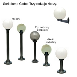Lampa ogrodowa Globo wys.50 cm. klosze fi 20 do wyboru kolory 