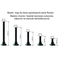 Słupki - wybór wysokości- do lamp ogrodowych Seria Rondo.