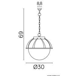 Lampa wisząca ,  kula fi 25 w koszu, Aluminium - rysunek