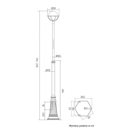 Lampa z regulacją wysokości 170- 270 cm, klosz fi 250