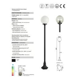 Karta katalogowa Lampa 148 cm z aluminium kula fi 200 