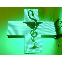 Krzyż dwustronny, apteczny led  96 cm x 96 cm. diody zielone WI FI 